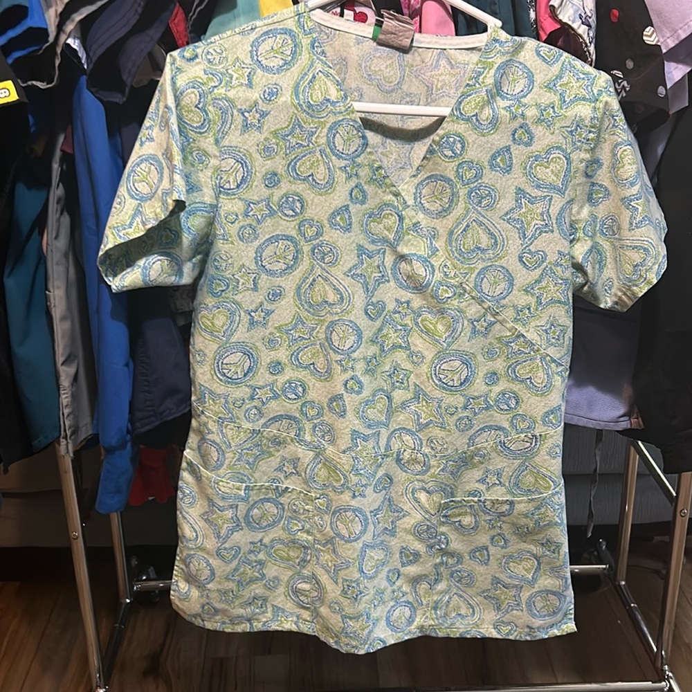 Peace and Love scrub top